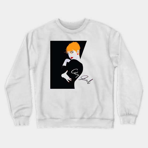 City Girl 04 Crewneck Sweatshirt by Miki De Goodaboom